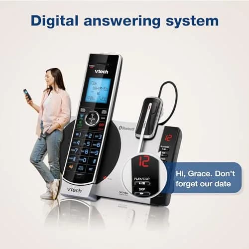 VTech DS6771-3 Connect to Cell Cordless Phone System with Answering Machine & Bluetooth Headset | 2 Handsets + 1 Headset thumbnail 8