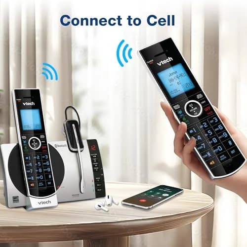 VTech DS6771-3 Connect to Cell Cordless Phone System with Answering Machine & Bluetooth Headset | 2 Handsets + 1 Headset thumbnail 9