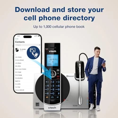 VTech DS6771-3 Connect to Cell Cordless Phone System with Answering Machine & Bluetooth Headset | 2 Handsets + 1 Headset thumbnail 2