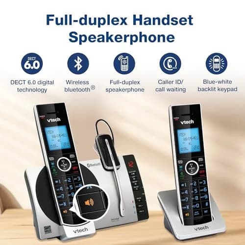 VTech DS6771-3 Connect to Cell Cordless Phone System with Answering Machine & Bluetooth Headset | 2 Handsets + 1 Headset thumbnail 3