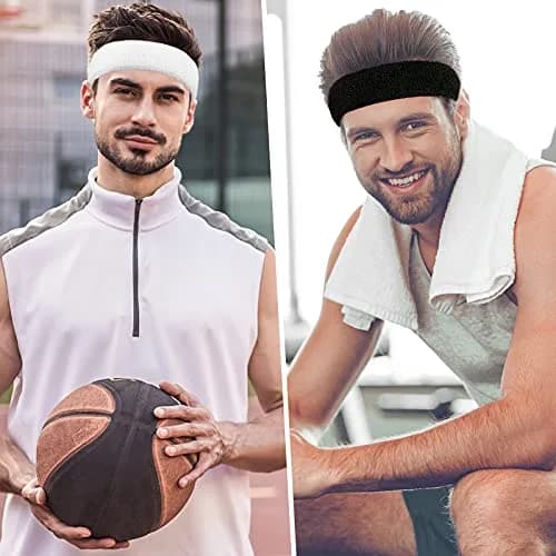 BEACE Sweatbands Sports Headband for Men & Women | Moisture Wicking Cotton Terry Cloth Headband (6PCS) thumbnail 7