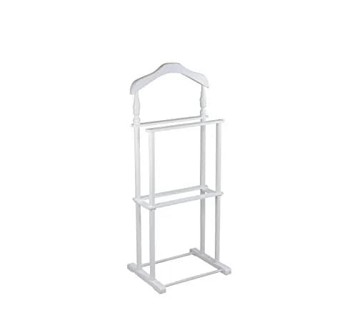 Proman Products Sakura Twin Valet with Wooden Hanger, Trouser Bar & Tie Bar, White | Stylish & Sturdy Clothes Organizer thumbnail 1