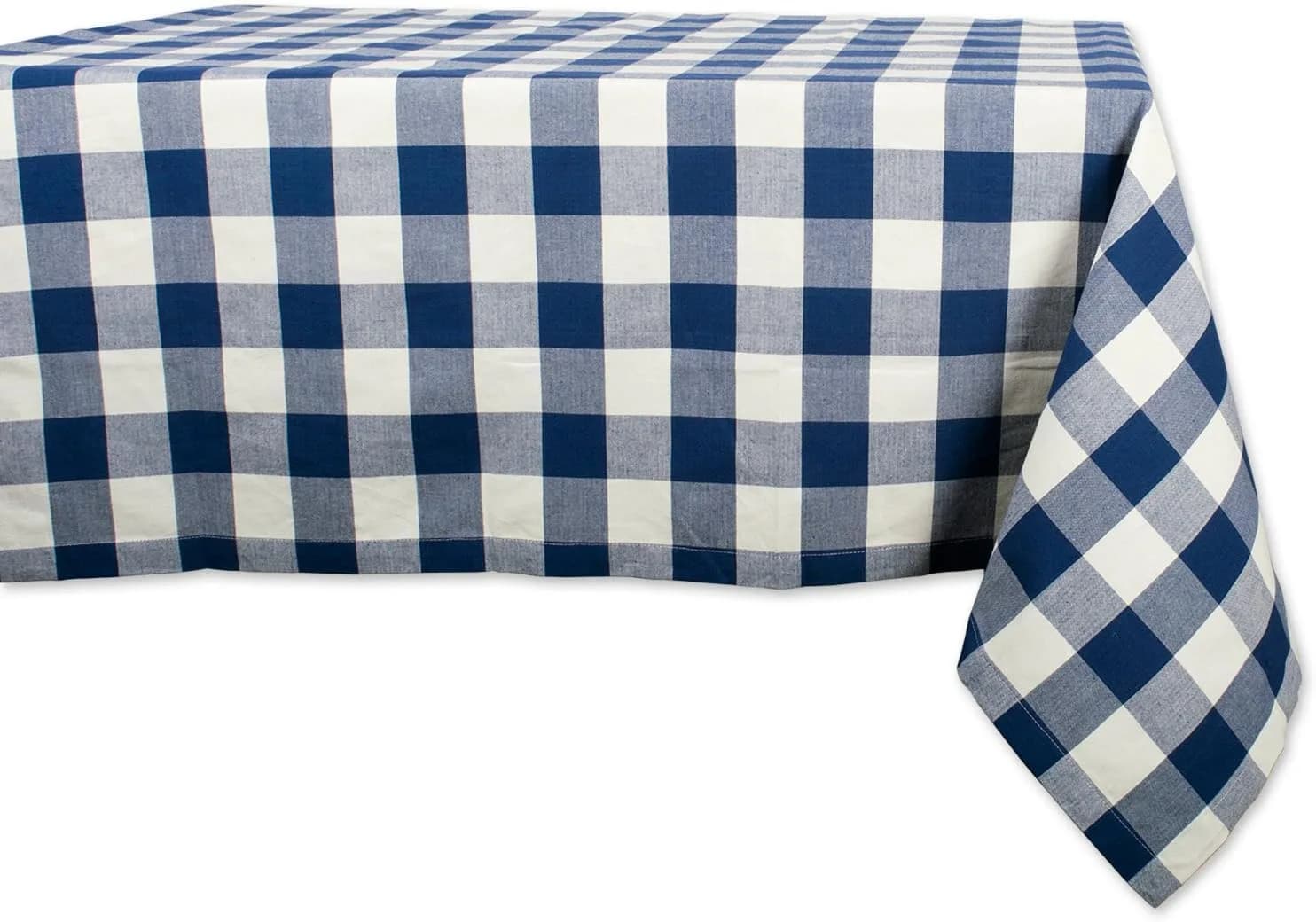 DII Buffalo Check Classic Farmhouse Tablecloth 152cm x 203cm (60"x84") | Durable 100% Cotton for Dining & Kitchen — Navy & Cream