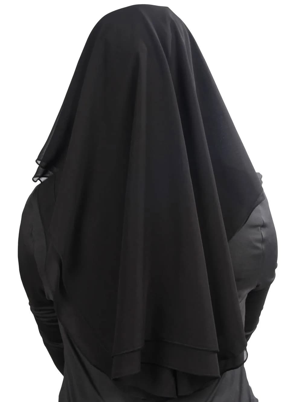 MyBatua 3 Layers Saudi Niqab Black Georgette 78x66 cm (31x26 inches) | Breathable Face Veil - view 4
