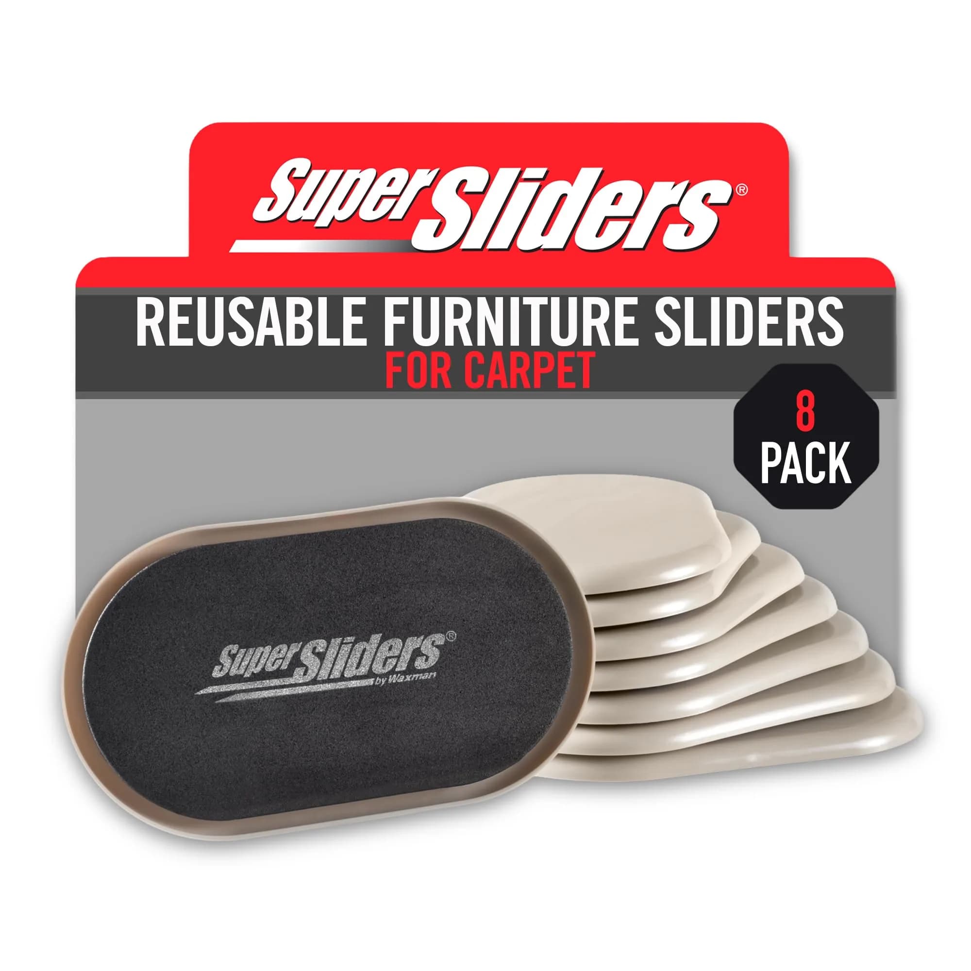 Super Sliders 3-1/2" x 6" Oval Furniture Sliders for Carpet - Beige, Set of 8 - main product image