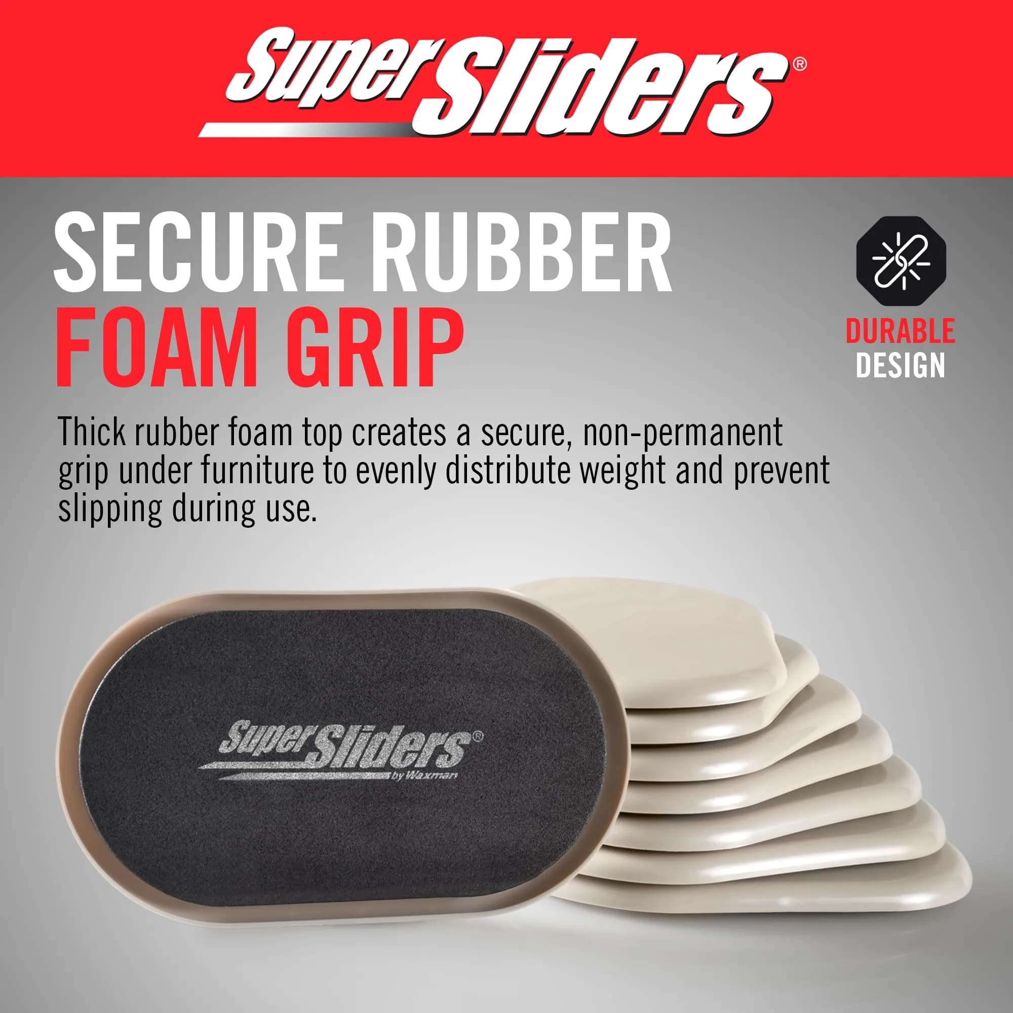 Super Sliders 3-1/2" x 6" Oval Furniture Sliders for Carpet - Beige, Set of 8 - view 4