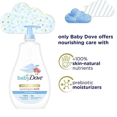 Baby Dove Sensitive Skin Care Baby Wash & Shampoo 600ml (20 Fl Oz) | Tear-Free & Hypoallergenic thumbnail 2