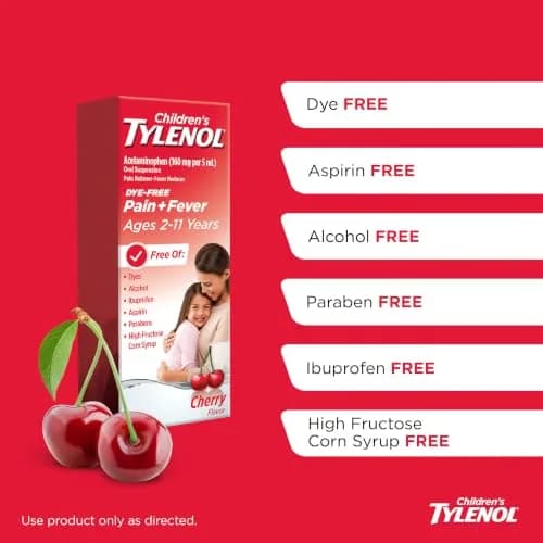 Tylenol Children's Dye-Free Oral Suspension 4 fl. Oz | Gentle, Fast Fever & Pain Relief for Kids 2-11 thumbnail 4