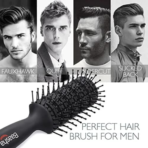 Baasha Vented Hair Brush with Ball-Tipped Bristles for Blow Drying & Detangling, Black | 21.4 cm (8.43 inches) thumbnail 4