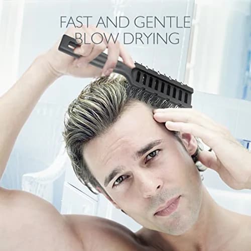 Baasha Vented Hair Brush with Ball-Tipped Bristles for Blow Drying & Detangling, Black | 21.4 cm (8.43 inches) thumbnail 6