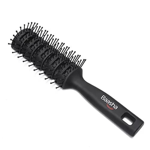 Baasha Vented Hair Brush with Ball-Tipped Bristles for Blow Drying & Detangling, Black | 21.4 cm (8.43 inches) thumbnail 1