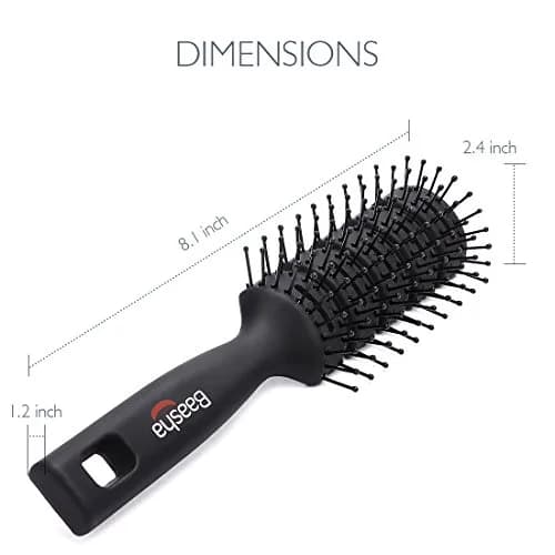 Baasha Vented Hair Brush with Ball-Tipped Bristles for Blow Drying & Detangling, Black | 21.4 cm (8.43 inches) thumbnail 7