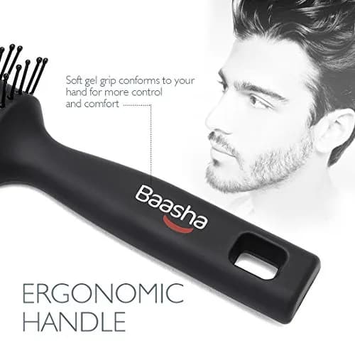 Baasha Vented Hair Brush with Ball-Tipped Bristles for Blow Drying & Detangling, Black | 21.4 cm (8.43 inches) thumbnail 3