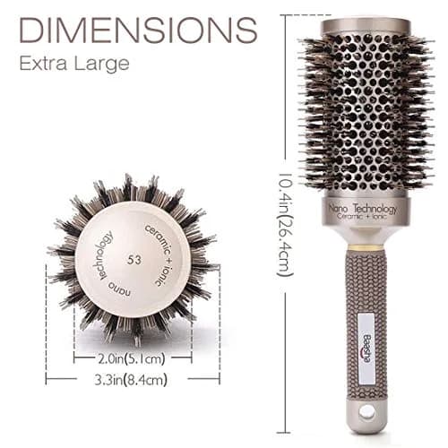 Baasha 3 Inch Round Hair Brush with Boar Bristle & Vented Ceramic Barrel | Salon Quality Styling for Long & Curly Hair thumbnail 5