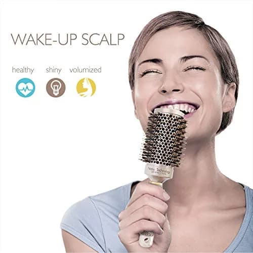 Baasha 3 Inch Round Hair Brush with Boar Bristle & Vented Ceramic Barrel | Salon Quality Styling for Long & Curly Hair thumbnail 8