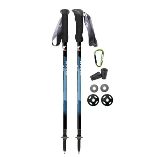 Fizan Compact 3 Trekking Poles | Ultralight Adjustable Aluminum Walking Sticks (Blue/EVA) 52in thumbnail 1