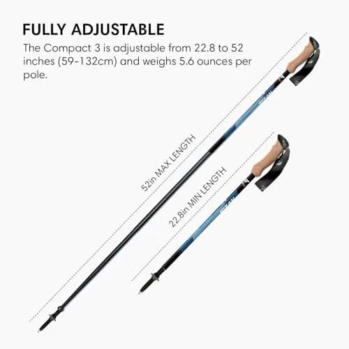 Fizan Compact 3 Trekking Poles | Ultralight Adjustable Aluminum Walking Sticks (Blue/EVA) 52in thumbnail 4