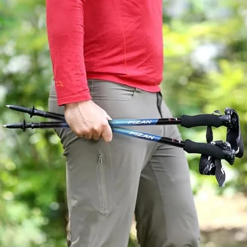 Fizan Compact 3 Trekking Poles | Ultralight Adjustable Aluminum Walking Sticks (Blue/EVA) 52in thumbnail 8