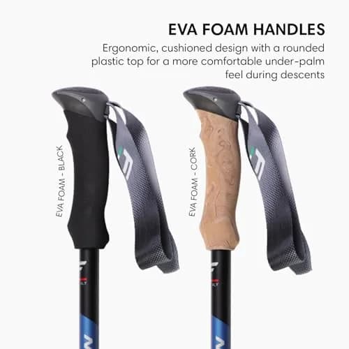 Fizan Compact 3 Trekking Poles | Ultralight Adjustable Aluminum Walking Sticks (Blue/EVA) 52in thumbnail 3