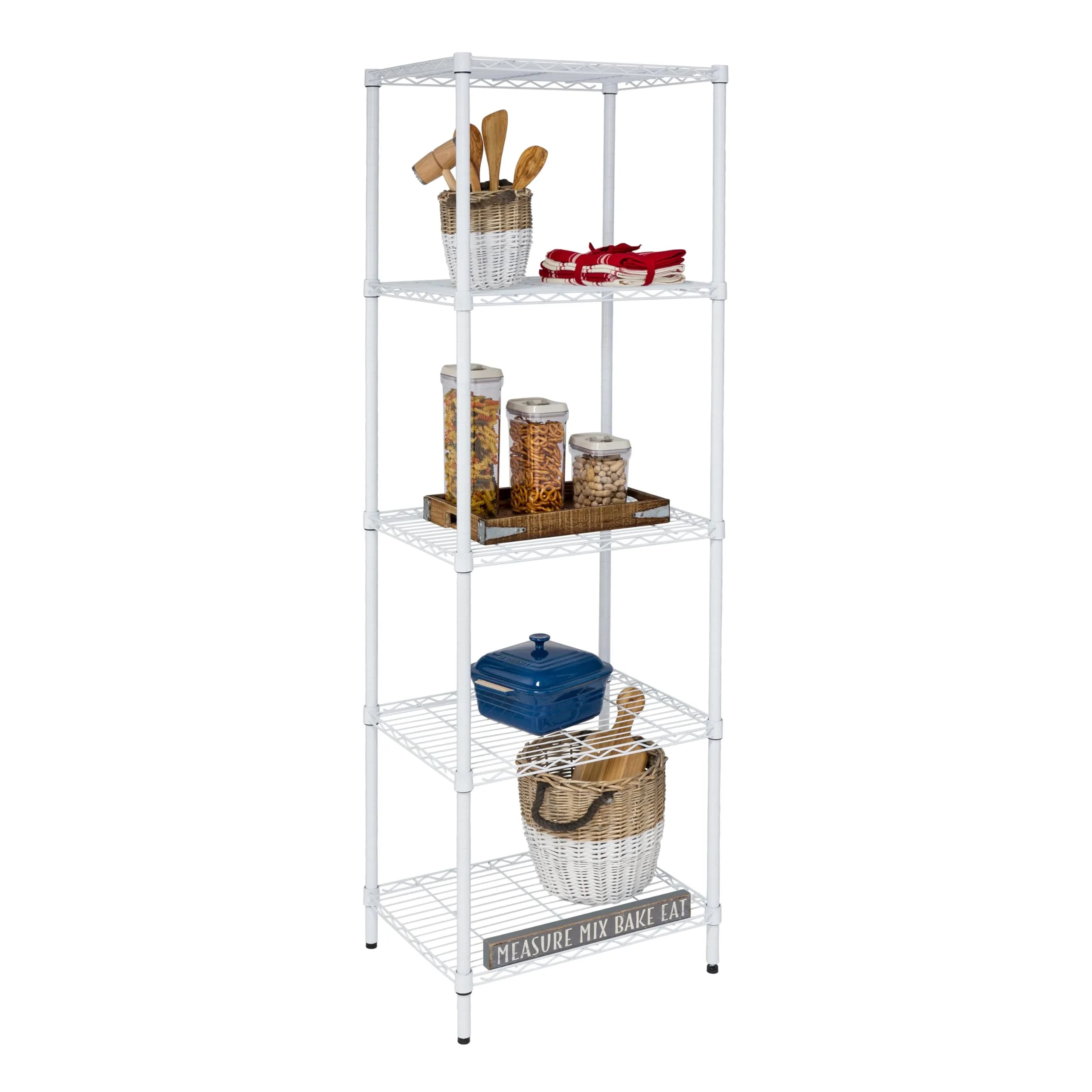 Honey-Can-Do 5-Tier Heavy Duty Adjustable Shelving Unit, 250-lb Per Shelf, NSF Certified, White Wire Shelf for Laundry Kitchen Pantry, 24 x 18 x 72 in - main product image