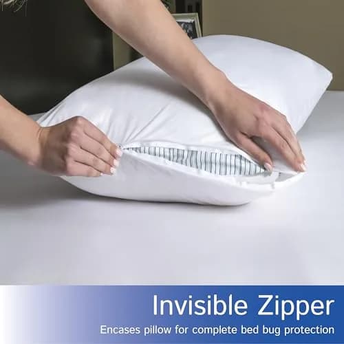 Four Seasons Essentials Waterproof King Pillow Protectors (Set of 2) – Zippered Pillow Cover 51cm x 79cm | Hypoallergenic Dust Allergy Proof Encasement thumbnail 6
