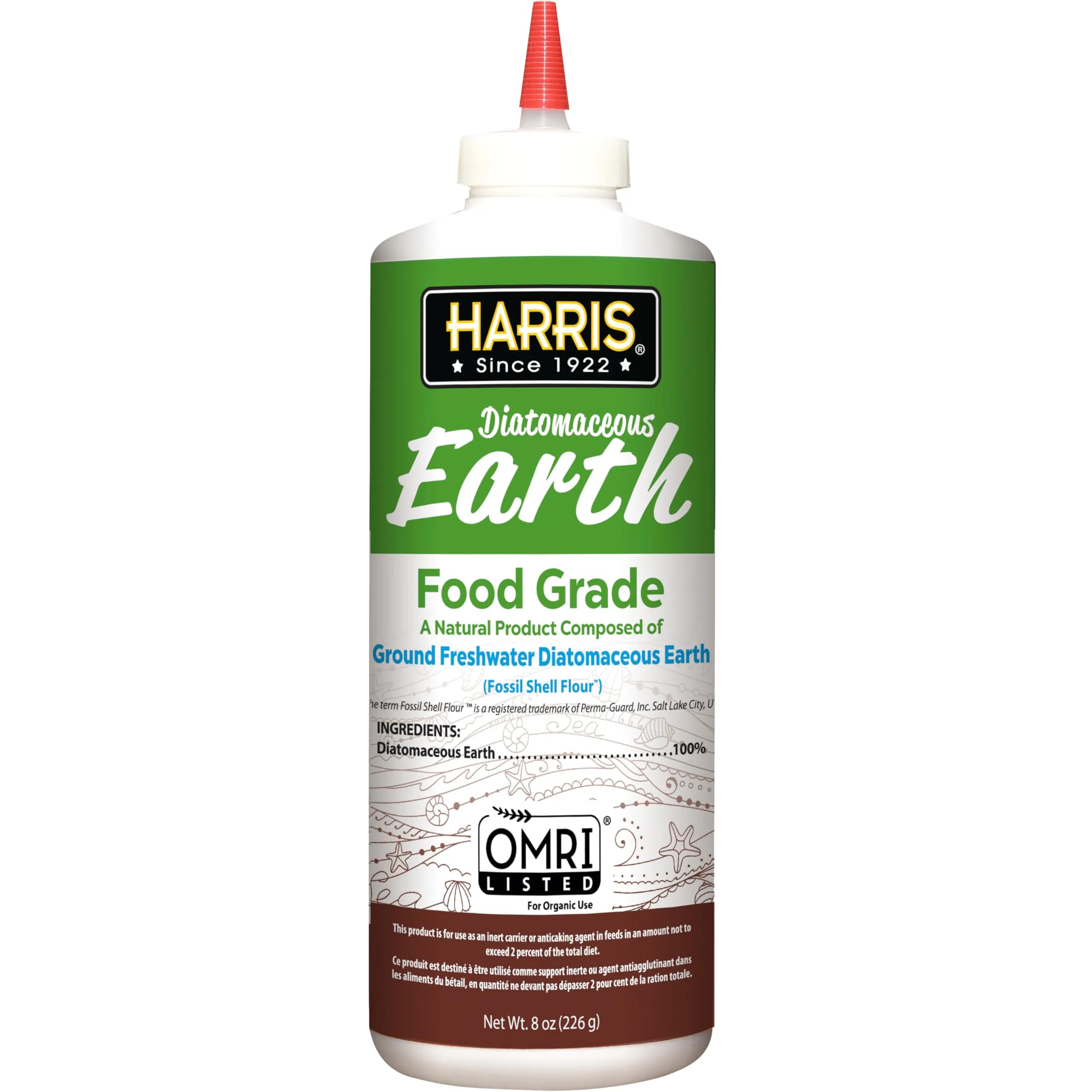 HARRIS Food Grade Diatomaceous Earth, 237ml (8oz) with Puffer Tip | Chemical-Free Insect Control - main product image