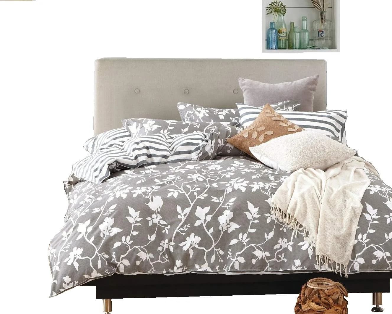 Swanson Beddings Leafy Vines Bedding Set 100% Cotton Full | Modern Eco-Friendly Design - main product image