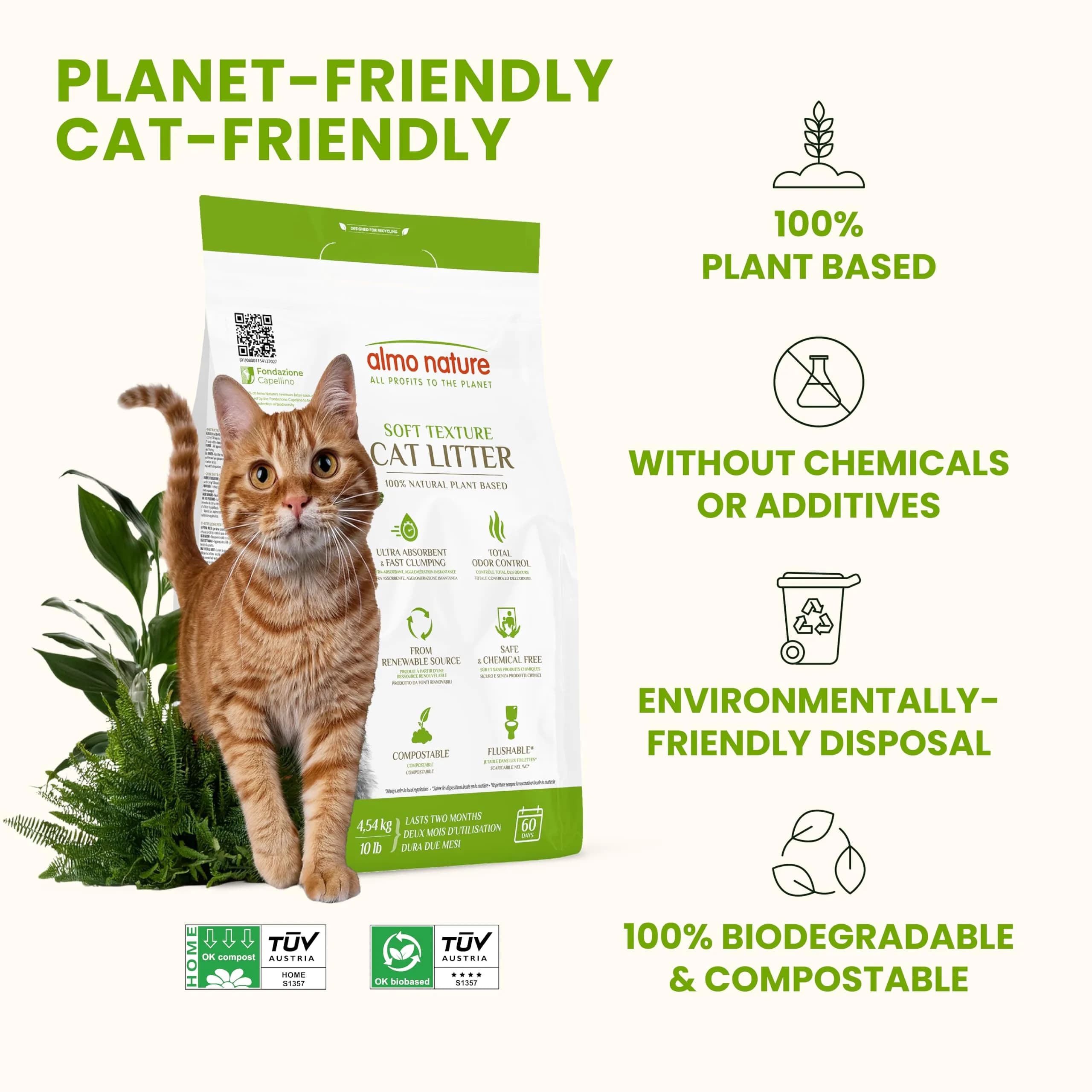Almo Nature Soft Texture Cat Litter 2.27 kg (5 lb) | Plant-Based Clumping Odor Control - view 2
