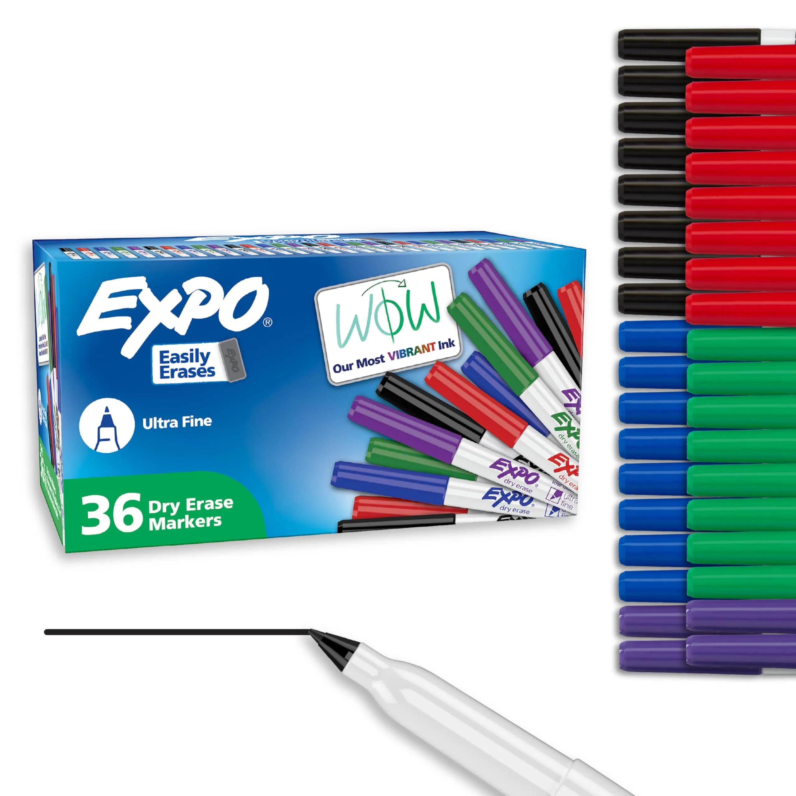 EXPO Dry Erase Markers, Ultra Fine Tip, 36 Count (10.2 cm x 7.6 cm x 14.3 cm) | Vibrant Ink for Whiteboards