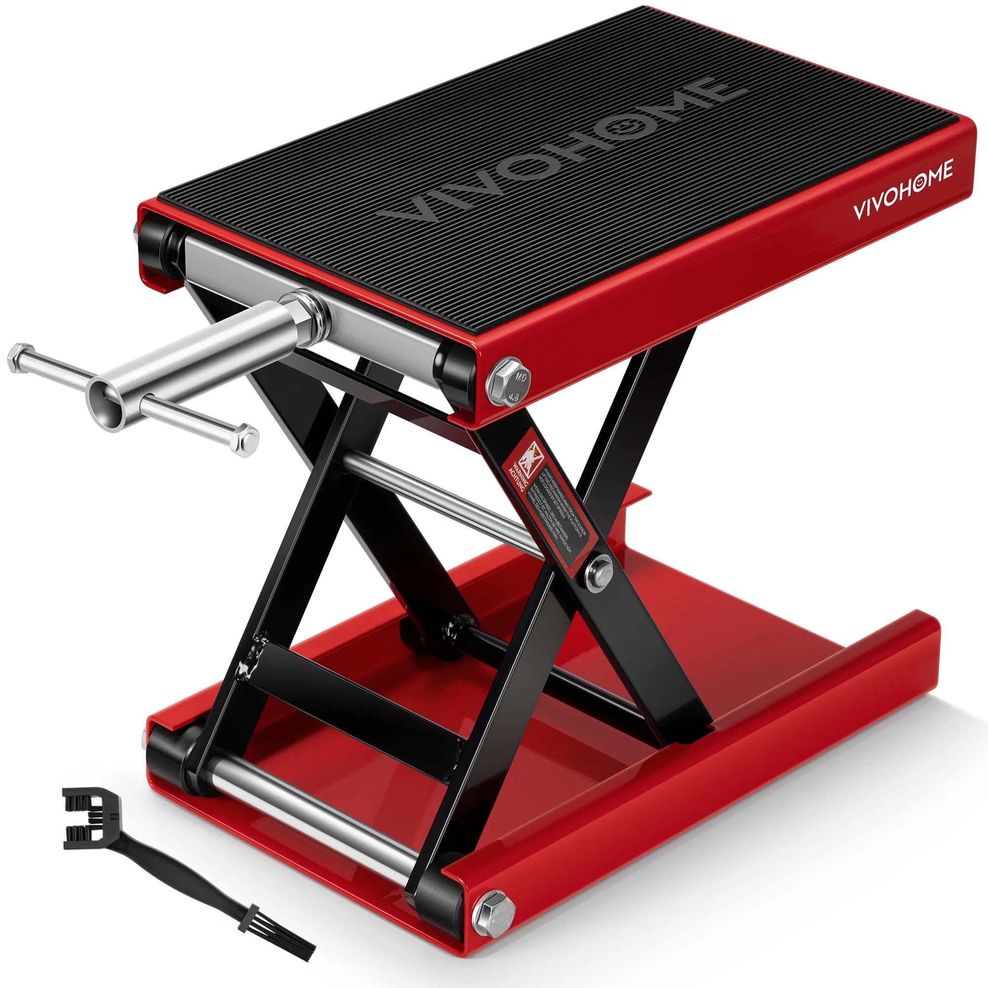 VIVOHOME 1100 LBS Motorcycle Lift Scissor Jack, Wide Deck Hoist Stand, Red | Heavy-Duty Steel, Precise Height Adjustment — Red