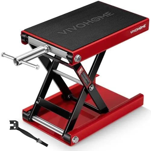 VIVOHOME 1100 LBS Motorcycle Lift Scissor Jack, Wide Deck Hoist Stand, Red | Heavy-Duty Steel, Precise Height Adjustment thumbnail 1