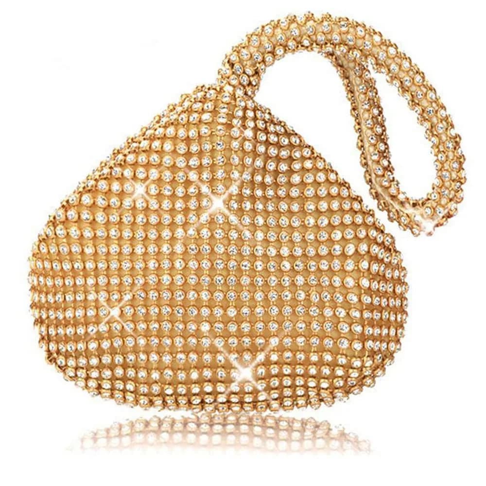 JIAN YA NA Women's Rhinestone Trihedral Clutch Evening Bag | Small 12 cm (4.7") - main product image