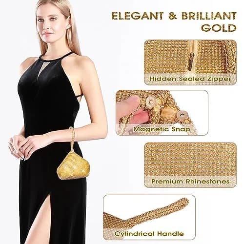 JIAN YA NA Women's Rhinestone Trihedral Clutch Evening Bag | Small 12 cm (4.7") thumbnail 5