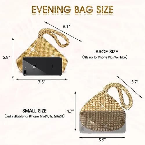 JIAN YA NA Women's Rhinestone Trihedral Clutch Evening Bag | Small 12 cm (4.7") thumbnail 6