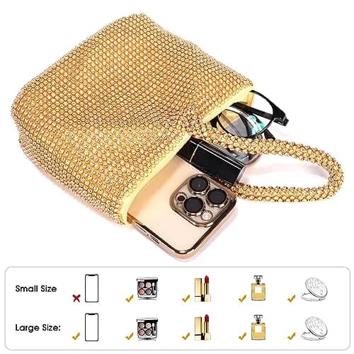 JIAN YA NA Women's Rhinestone Trihedral Clutch Evening Bag | Small 12 cm (4.7") thumbnail 7