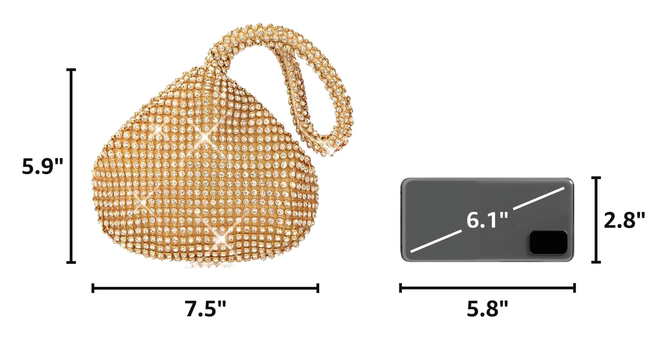 JIAN YA NA Women's Rhinestone Trihedral Clutch Evening Bag | Small 12 cm (4.7") - view 3