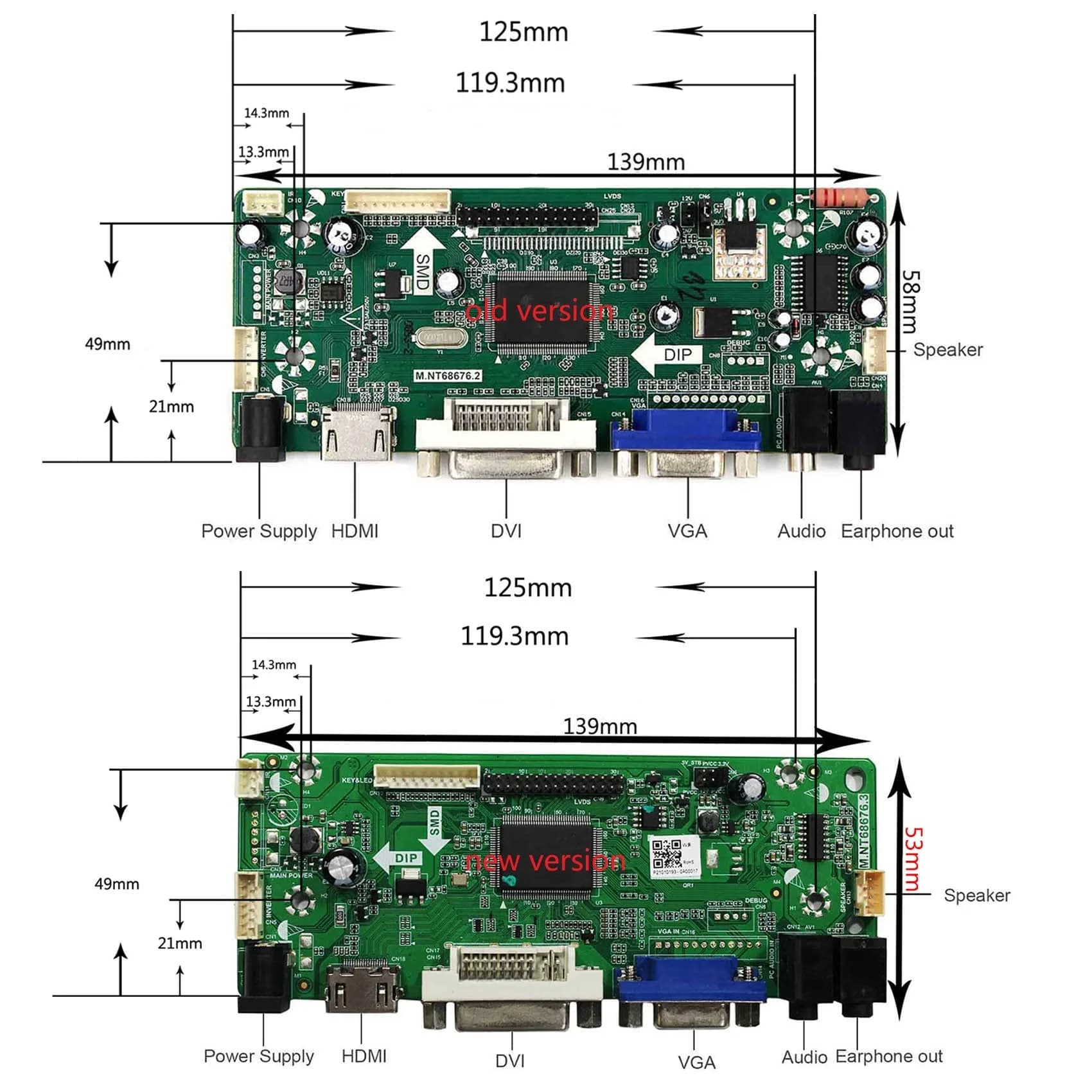 VSDISPLAY Controller Board for 15.6" 1366x768 LCD Screens | VGA DVI Audio Input - view 6