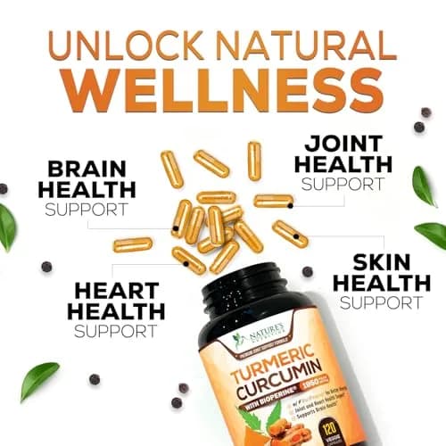 Nature's Nutrition Turmeric Curcumin Supplement 1950mg with BioPerine | Vegan Joint Support Capsules (120 Count) thumbnail 7