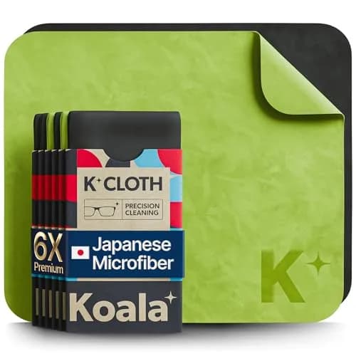 Koala Lifestyle Microfiber Cleaning Cloths | Japanese Microfiber | Pink & Orange (2-Pack, 9.5cm x 9.5cm) — Black / Green