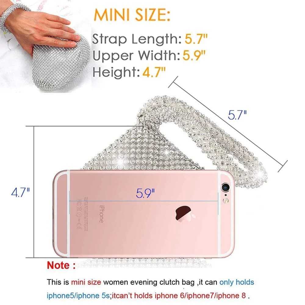 JIAN YA NA Rhinestone Trihedral Clutch Evening Bag 11.3cm (4.7") x 15.5cm (5.9") | Bling Zipper Wedding Purse - view 5