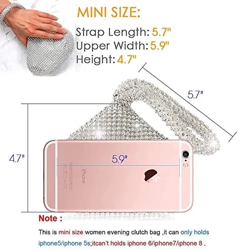 JIAN YA NA Rhinestone Trihedral Clutch Evening Bag 11.3cm (4.7") x 15.5cm (5.9") | Bling Zipper Wedding Purse thumbnail 5