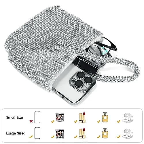 JIAN YA NA Rhinestone Trihedral Clutch Evening Bag 11.3cm (4.7") x 15.5cm (5.9") | Bling Zipper Wedding Purse thumbnail 6