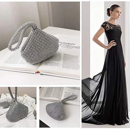 JIAN YA NA Rhinestone Trihedral Clutch Evening Bag 11.3cm (4.7") x 15.5cm (5.9") | Bling Zipper Wedding Purse thumbnail 7
