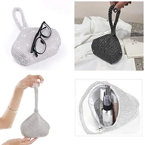 JIAN YA NA Rhinestone Trihedral Clutch Evening Bag 11.3cm (4.7") x 15.5cm (5.9") | Bling Zipper Wedding Purse thumbnail 8