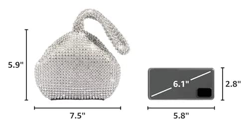 JIAN YA NA Rhinestone Trihedral Clutch Evening Bag 11.3cm (4.7") x 15.5cm (5.9") | Bling Zipper Wedding Purse thumbnail 3