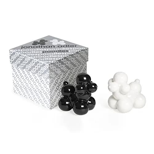 Jonathan Adler Poodles Salt & Pepper Shakers Black and White | Sculptural Porcelain Set for Tablescapes thumbnail 1