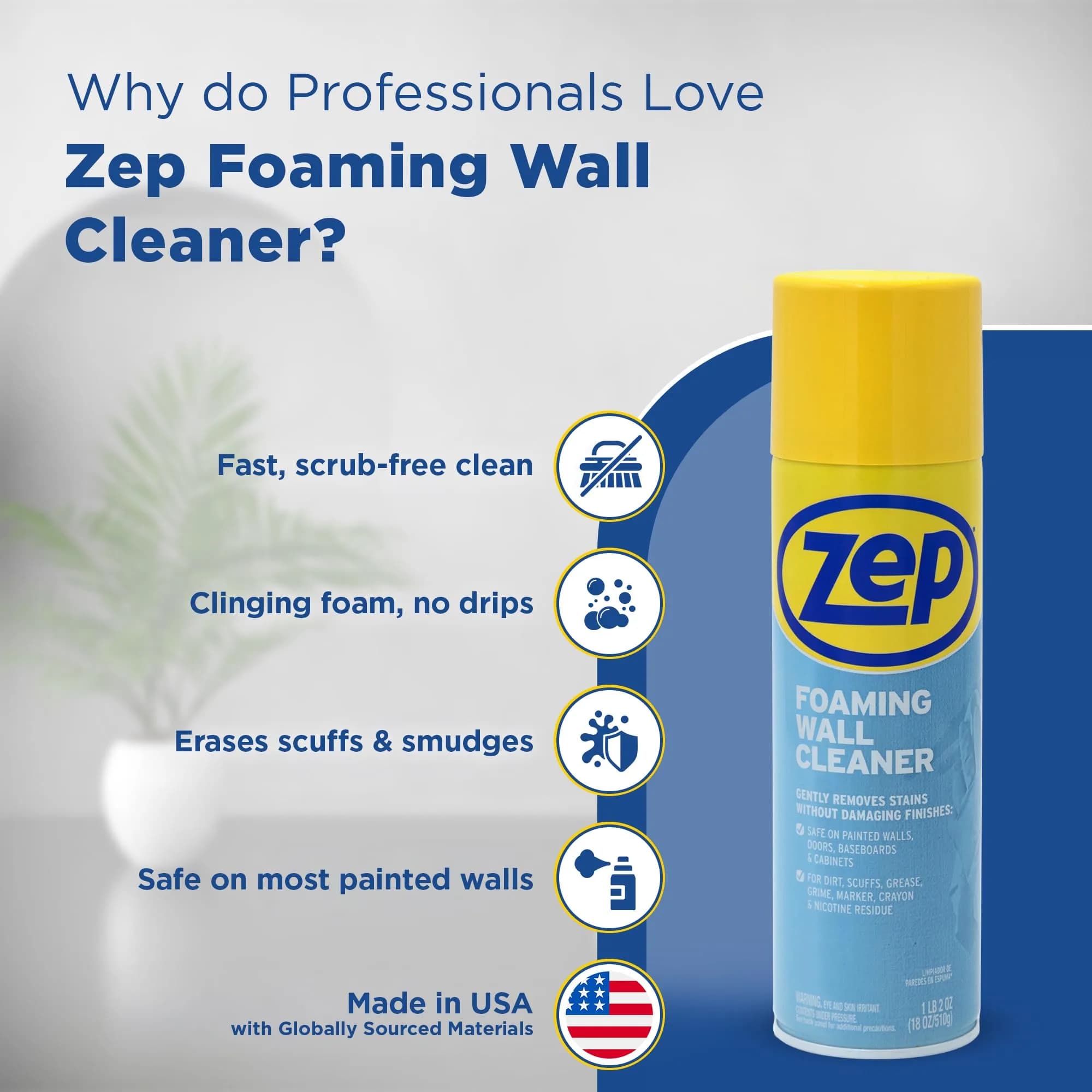 Zep Foaming Wall Cleaner, 18 oz (532 ml) | Scrub-Free Formula for Walls & Trim - view 2