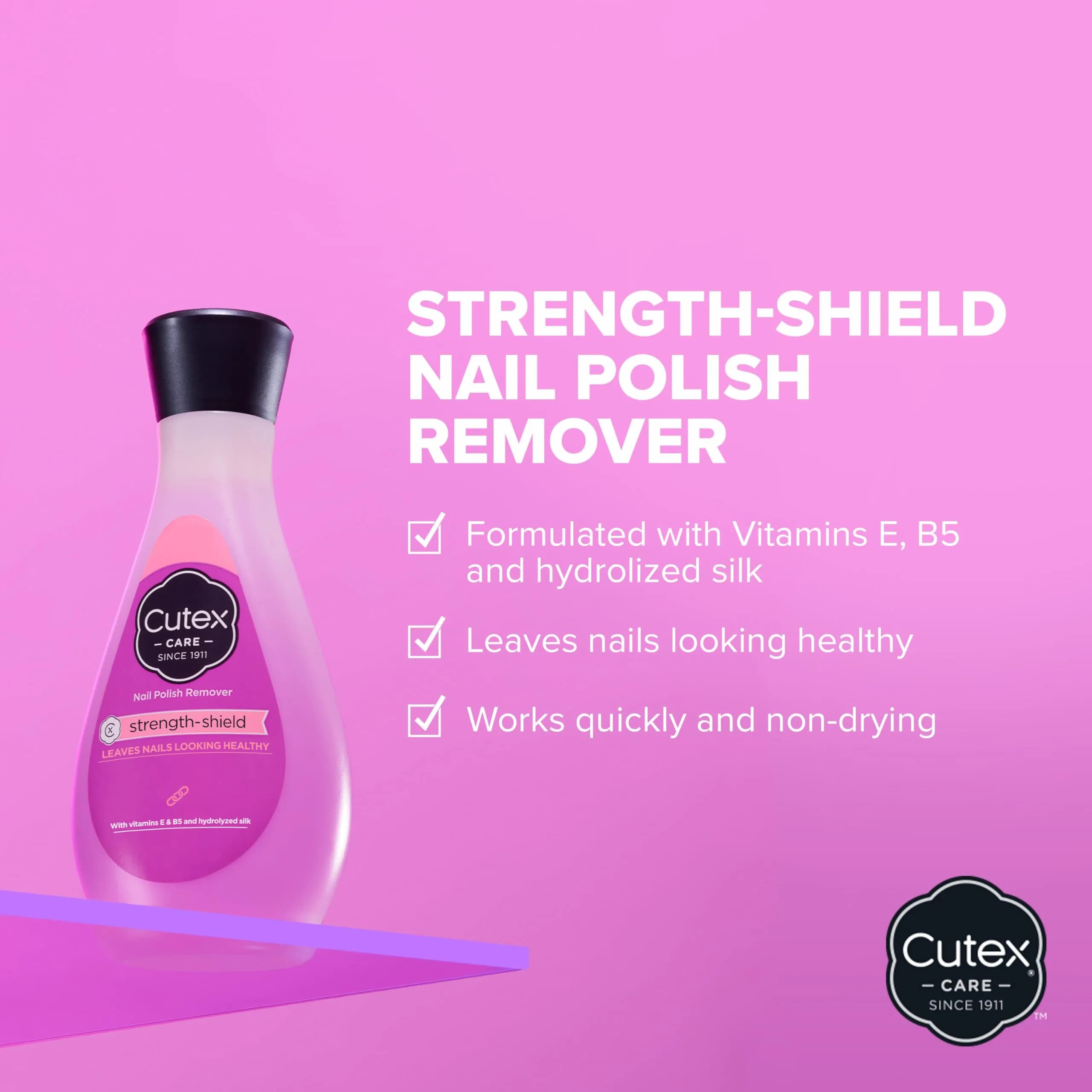 Cutex Strength Shield Nail Polish Remover 200ml (6.76 Fl Oz) | Healthy Nails with Vitamins E & B5 - view 2