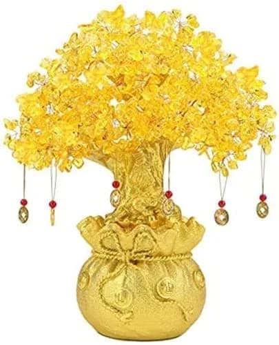 VOVOV Feng Shui Citrine/Yellow Crystal Money Tree with Chinese Dragon Pots | Abundance & Prosperity Feng Shui Figurine thumbnail 1