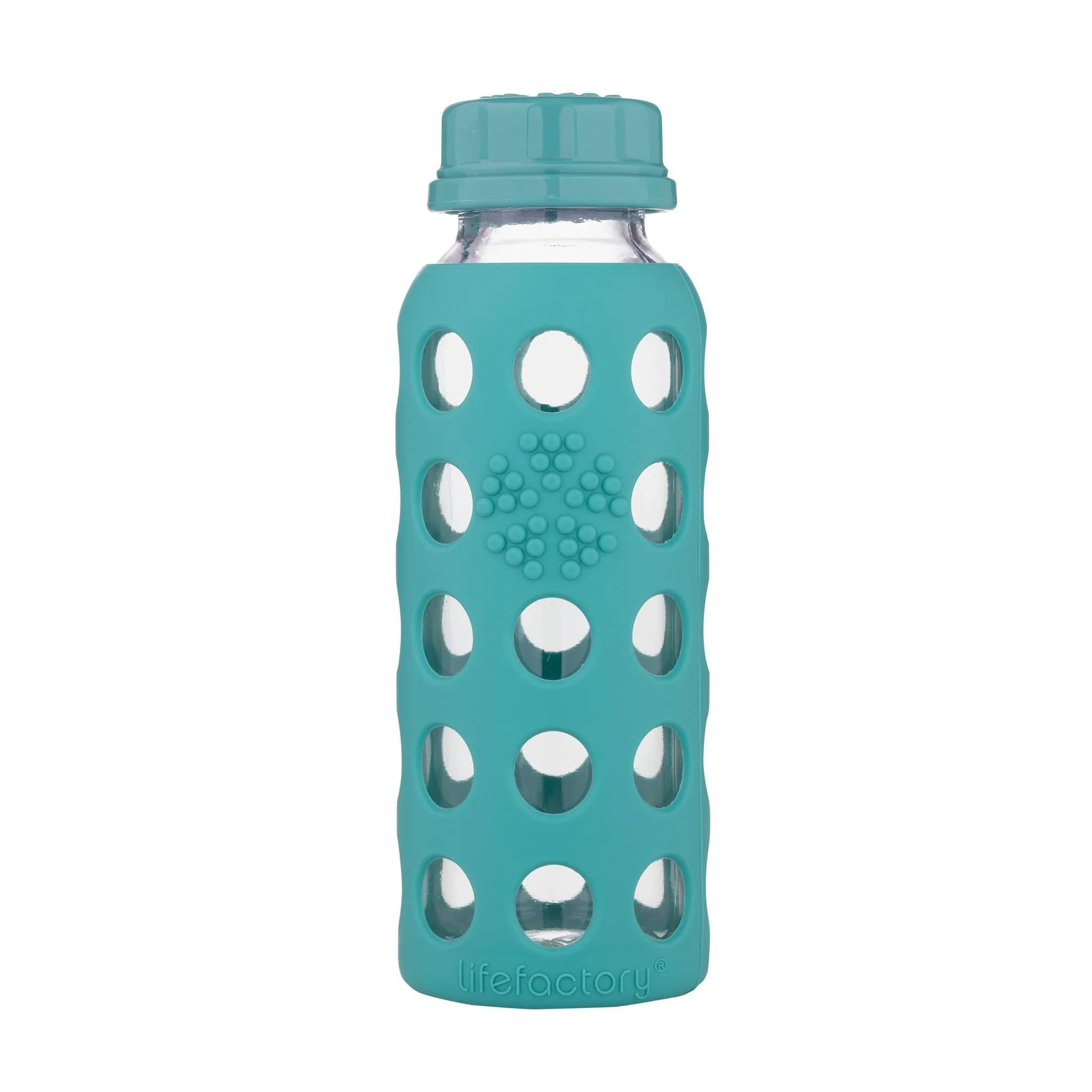 Lifefactory 9oz Glass Baby Bottle with Cap, Kale | Leakproof, BPA-Free, Dishwasher Safe